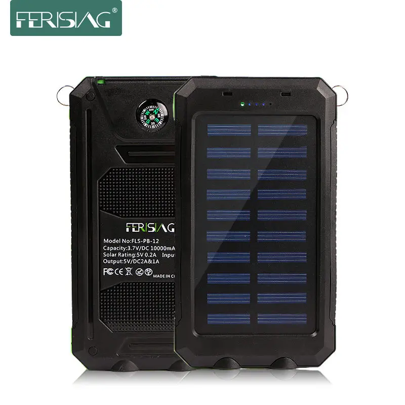 

(Clearance sale) Waterproof Solar Power Bank 10000mAh Dual USB External Polymer Battery Charger Outdoor lamp Light Powerbank
