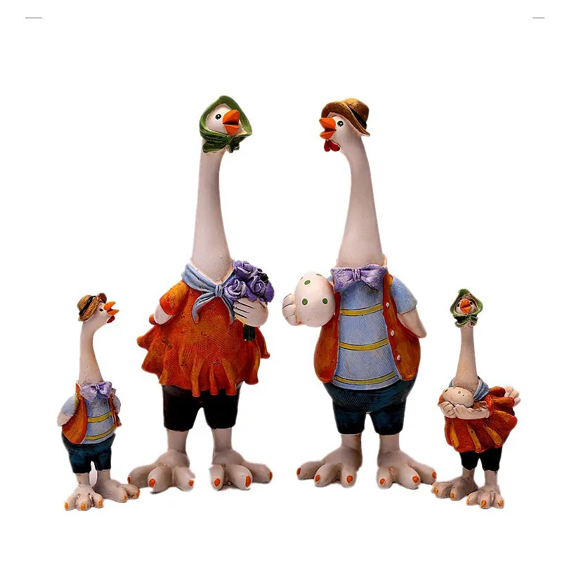 

Home Decor Creative Chicken Family Ornament Resin Doll Crafts Ornament Animal Figurine Birthday Gift Home Decoration Accessories