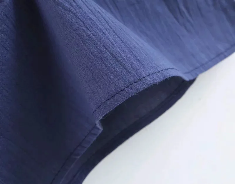 TEELYNN хлопковая блузка в стиле бохо, темно-синяя Цветочная с вышивкой и буфами на рукавах, сексуальные летние блузки с v-образным вырезом, рубашка хиппи, женский топ, рубашка