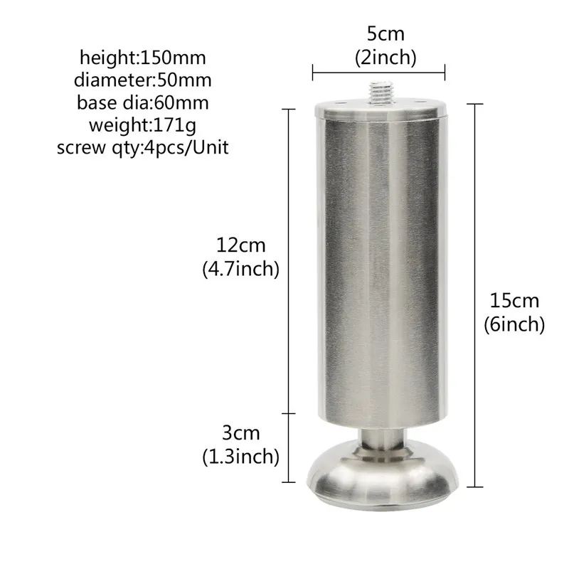 4 шт Нержавеющая сталь регулируемые ножки шкаф ноги диван ноги Ванная комната шкаф ноги кресло-кровать ноги оборудования, мебели