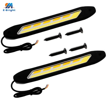 

YM E-Bright 2PCS(1Pair) DRL Super Bright COB 100 SMD White/Amber 600LM Car Backup Reverse Daytime Running Lights Headlights