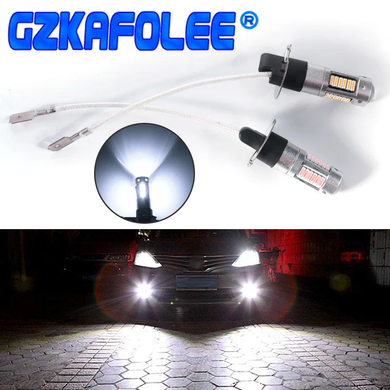 gzkafolee 2pcs car headlight bulbs lamp h3 led bulb fog light white purple 30 sdm 4014 chip 1000lm 10w car headlight bulbs led aliexpress
