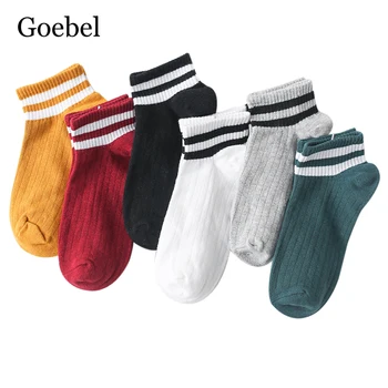 

5Pairs/lot =10pieces Summer Invisible Boat Socks Ladies College Wind Striped Women Socks Two Bars Short Cotton Socks Female