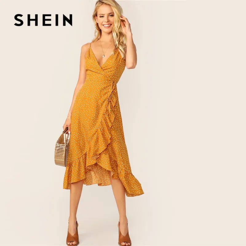 Aliexpress.com : Buy SHEIN Ginger Tie Side Ruffle Trim ...