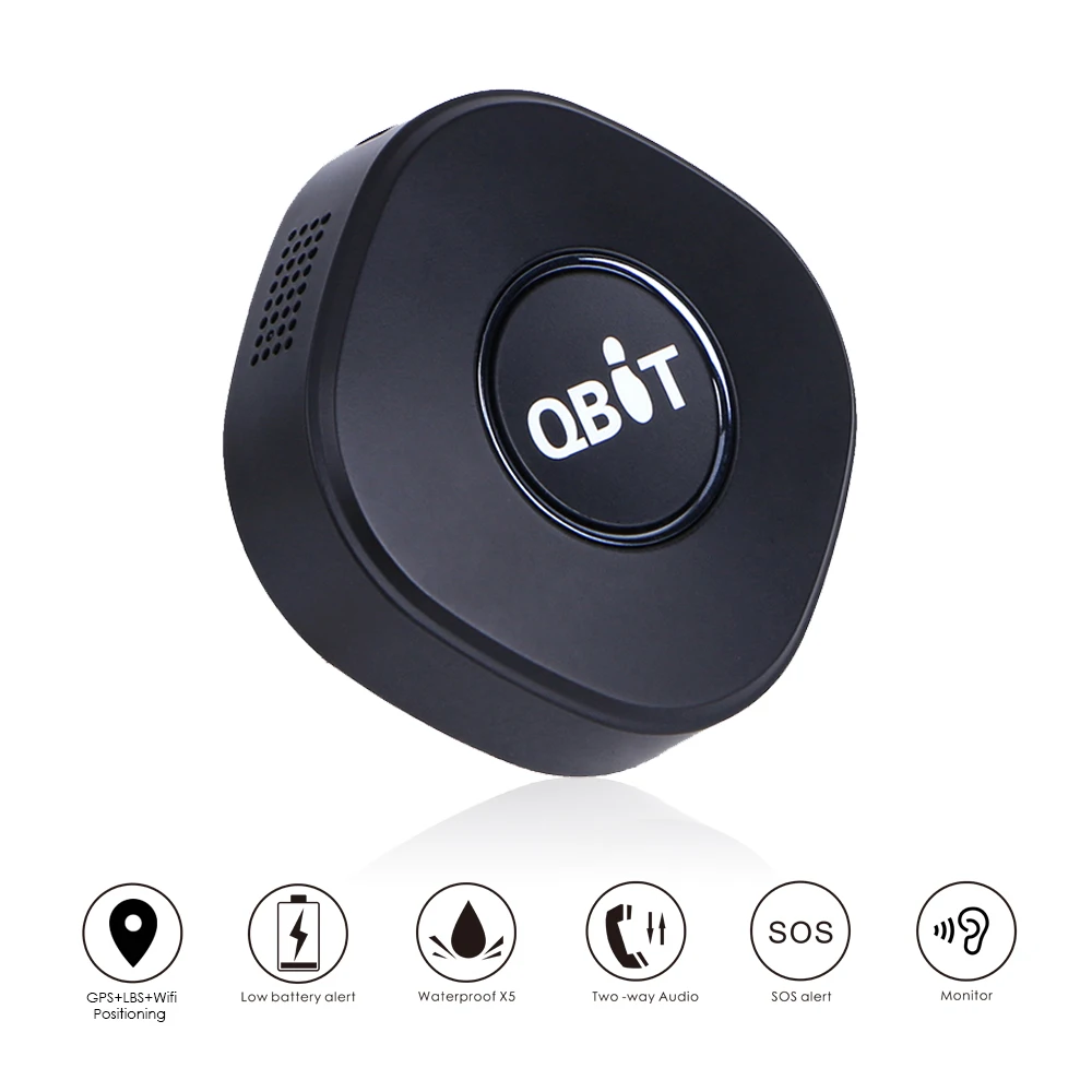 

Qbit Mini GPS Tracker Children Two Way Talk Waterproof GPS Locator SOS Alarm GSM GPRS Remote Shutdown Low Battery Sound Alarm