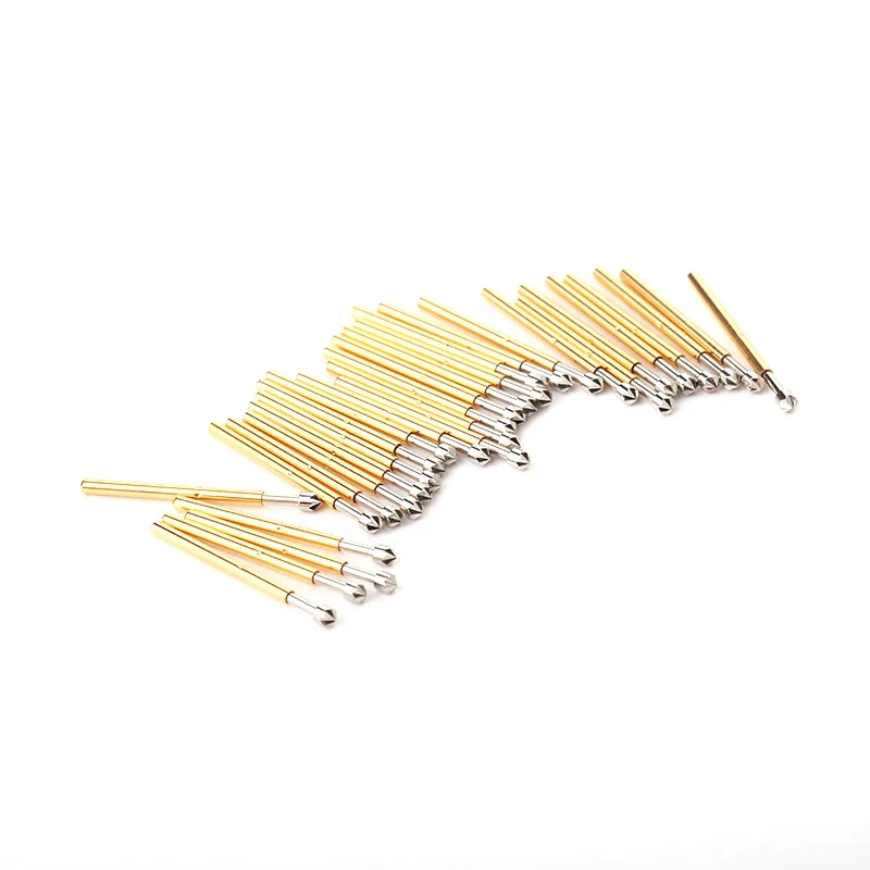 100pcs Electronic Household Spring Probe Nickel Spring Test Probe P75-LM  Diameter 1.3mm Brass Pogo Spring Test  Probe Gold T