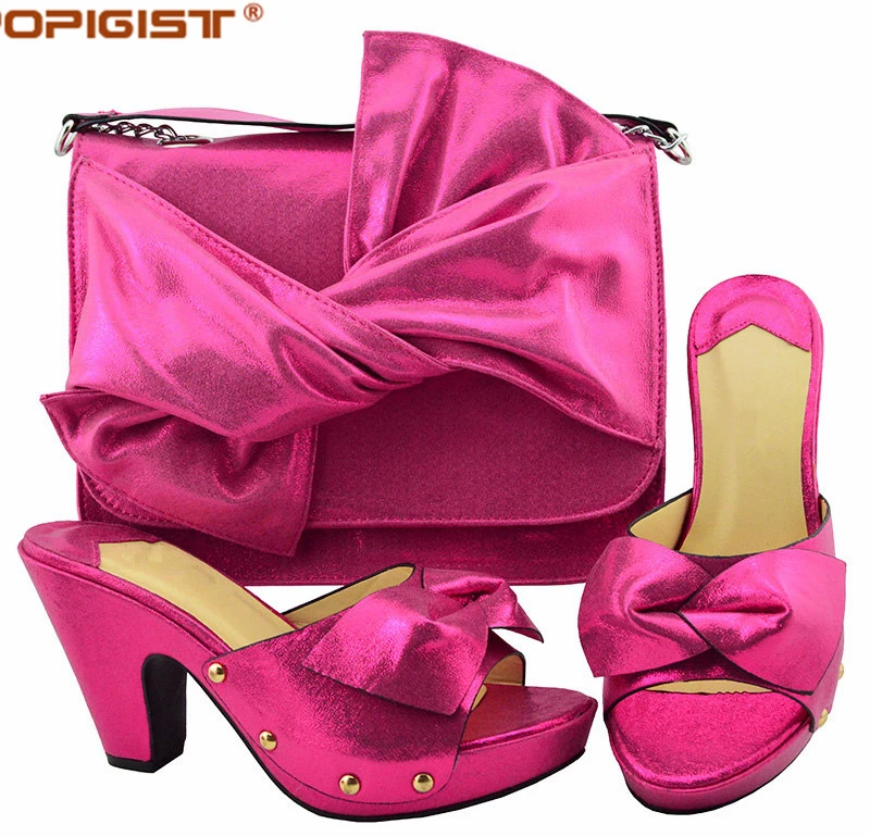 Italian Fuchsia New Shoes with Matching Bags for Wedding Women Shoes
