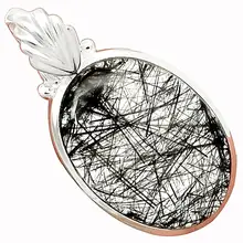 Lovegem подлинный черный рутил кулон 925 пробы серебро, 38 мм, AP3321