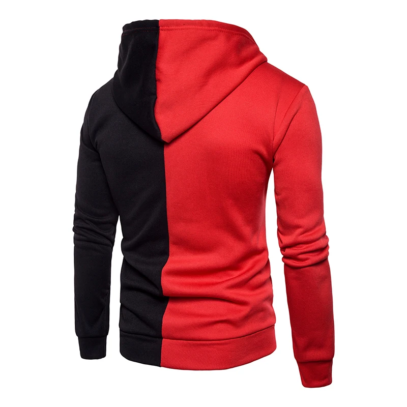Spring Autumn Fashion Casual Patchwork Hoodies Men Hooded Sweatshirt Slim Fit Pullover Hoody Leisure Zipper Jacket Tracksuit