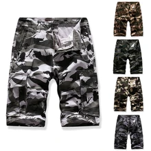 Мужские шорты камуфляжные из чистого хлопка Удобная брендовая одежда мужские повседневные тактические многокарманные многоцветные карго-шорты камуфляжные