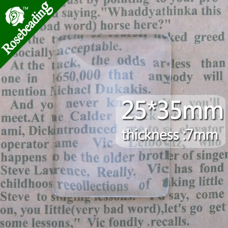 

25x35 мм Прямоугольный плоский задний прозрачный стеклянный кабошон, высота 7 мм, высокое качество; Прозрачный заголовок кабошона; Продается как 20 шт./лот-C3516