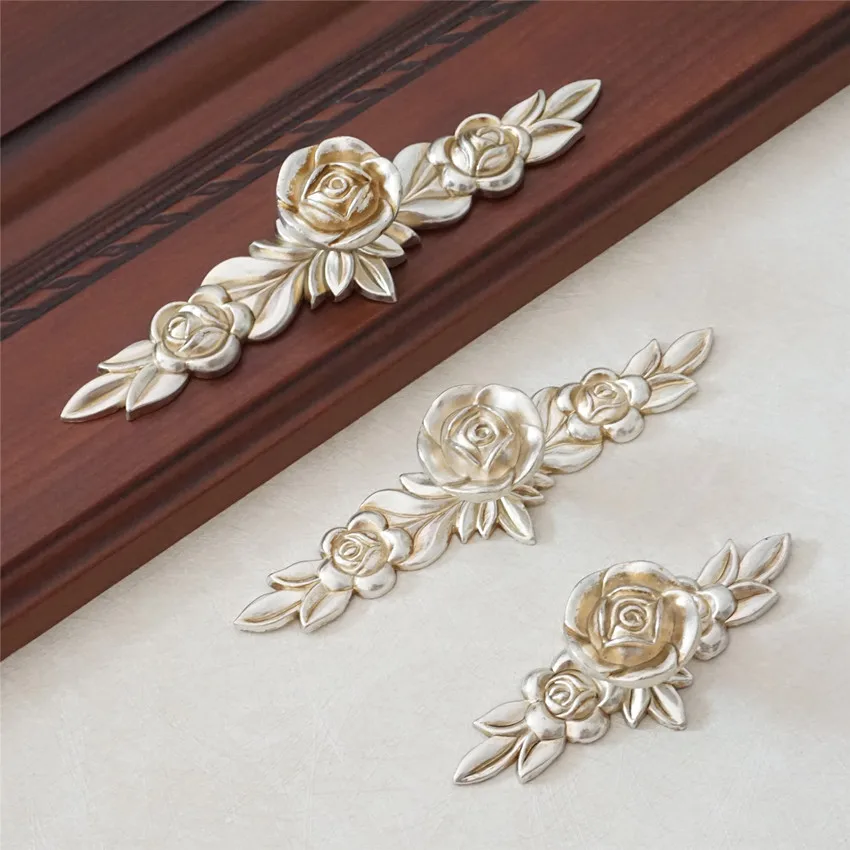 Rose Flower Dresser Pulls Handle Antique Silver Cabinet knobs Drawer Handle Country Cupboard Knob Rustic Kitchen Hardware Rose Flower Dresser Pulls Handle Antique Silver Cabinet knobs Drawer Handle Country Cupboard Knob Rustic Kitchen Hardware