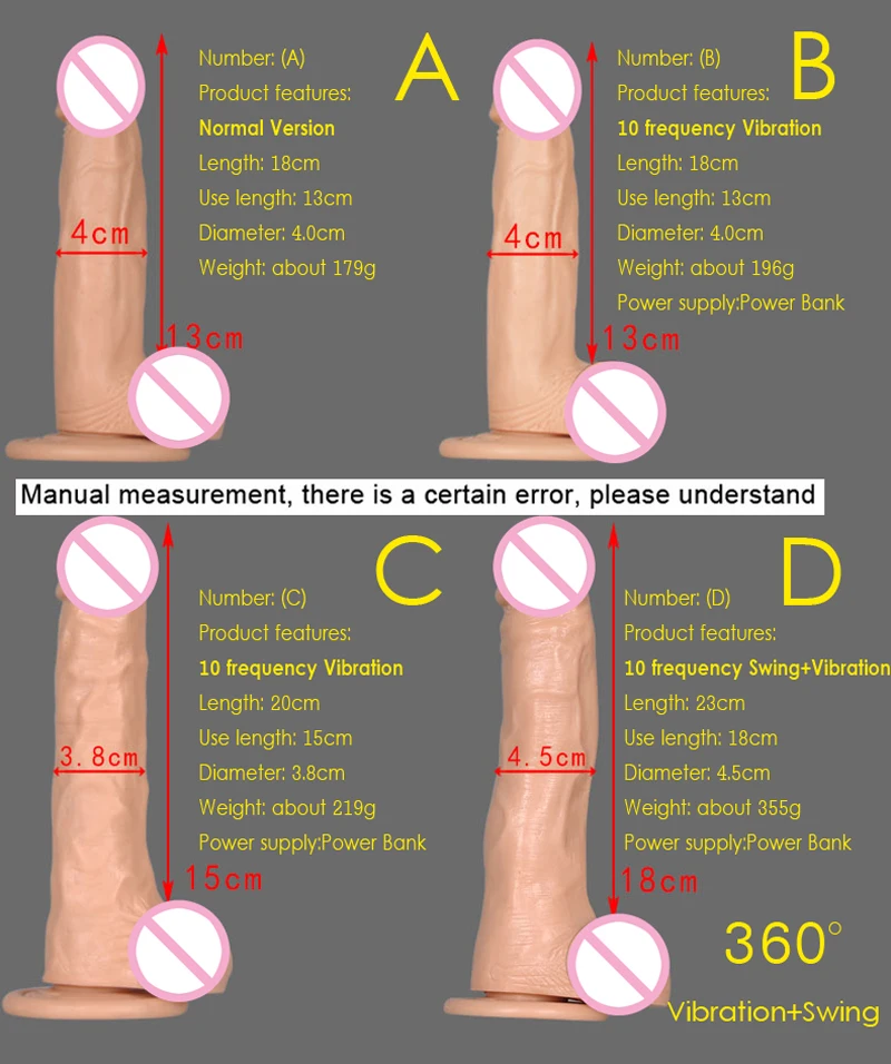 Big Dildo Vibrator Rotating Vibrating Realistic Dildo with Suction Cup Penis Sex Toys for Woman Sex Products