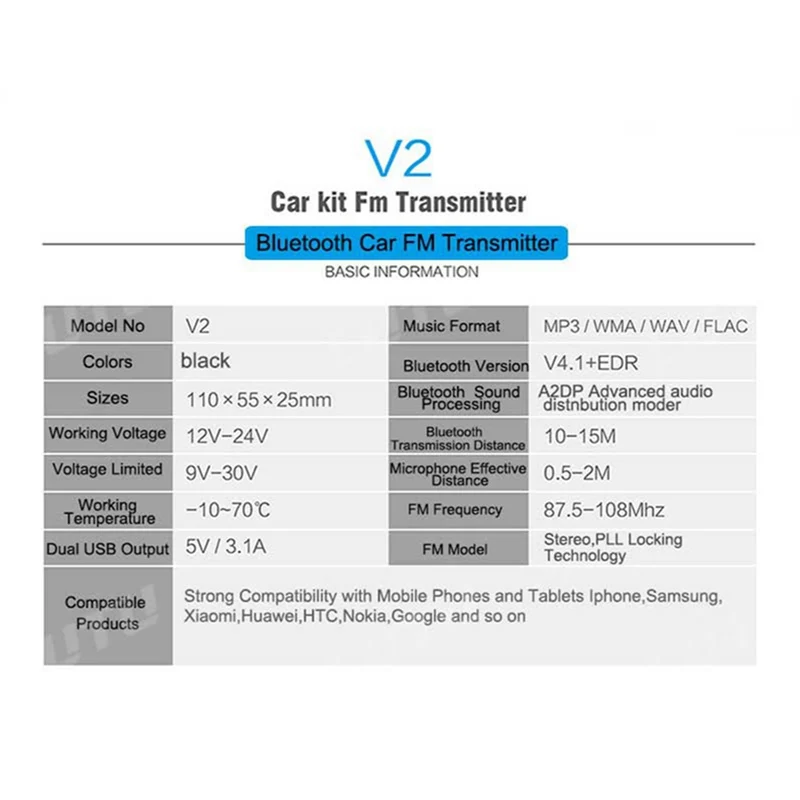 VicTsing Car Bluetooth Mp3 Player FM Transmitter Red Screen Mp3 Music Player USB Car Charger 5V 3.1A 1A Bluetooth Mp3 Player Kit (10)