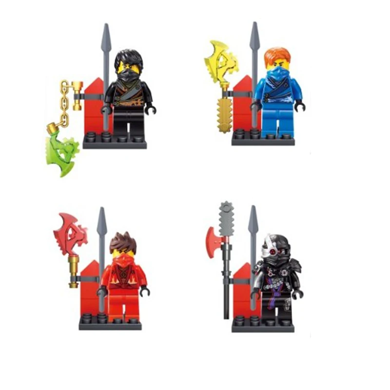 

Decool 4pcs/lot Phantom Ninja series Red Kai Jay Cole Building Blocks Minifigure Sets LegoINGlys Bricks Toys For Kids Gifts