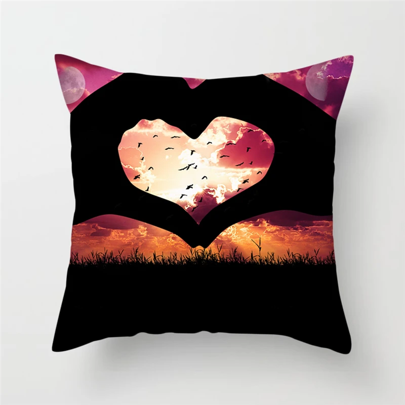 

Fuwatacchi Scenic Painted Decorative Cushion Cover Heart Wing Sunflower Pillow Case Chair Sofa Home Decoration Pillowcases