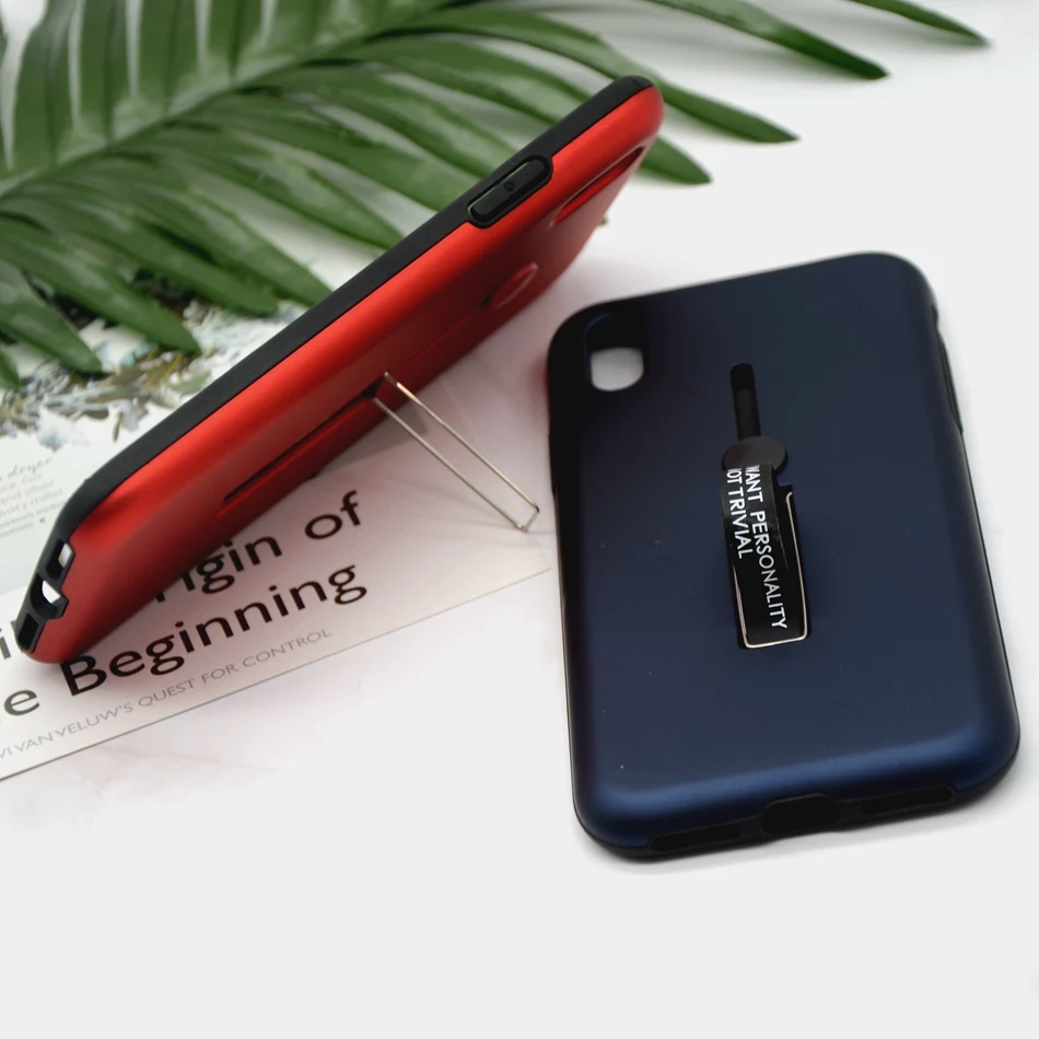 For iPhone 7 Case Finger Loop Strap Phone Case For iPhone X XS Max 6 8 Plus Slim Dual Layer Hybrid Armor Fashion Kickstand Cover