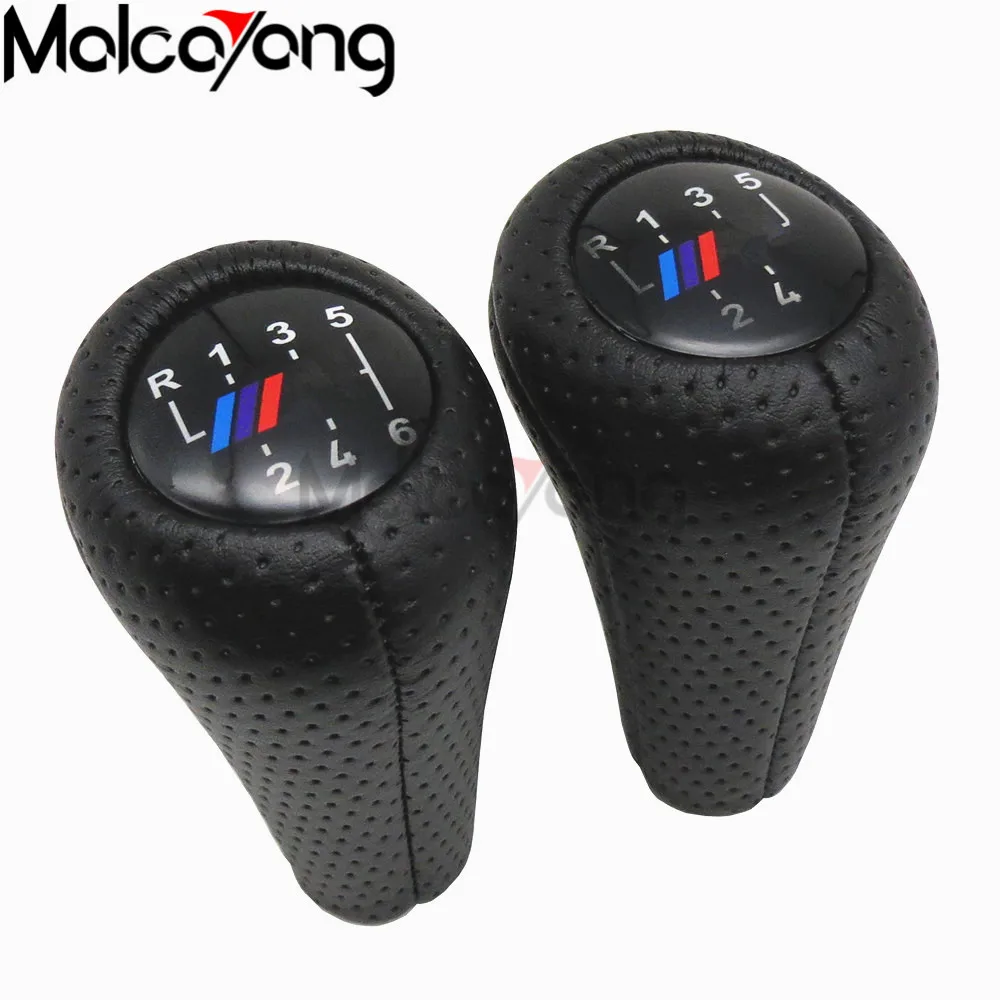5 6 Speed Real Leather Gear Shift Knob With M Logo For BMW E90 E91 E92