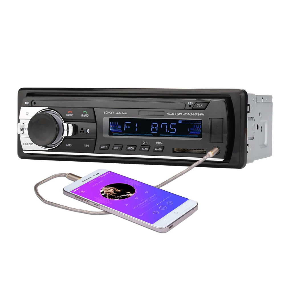 Car radio bluetooth jsd - 520 In-Dash 1 DIN 12V autoradio tuner Audio Stereo FM MP3 Players USB/SD MMC USB charger