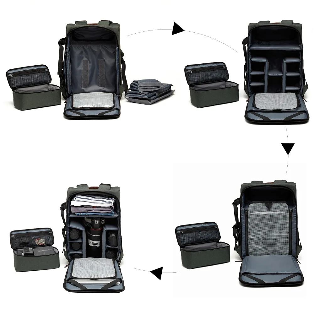 BAGSMART 15.6'' Laptop School Bag Waterproof Camera Backpack for SLR/DSLR Cameras With Rain Cover