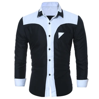 

Men Shirt Long Sleeve 2017 Brand Shirts Men Casual Male Slim Fit Fashion Spell Color Chemise Mens Camisas Dress Shirts