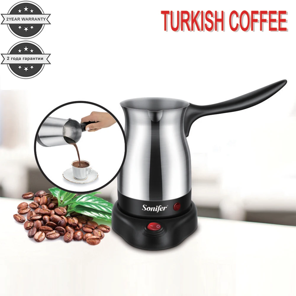 Comprar Cafetera de acero inoxidable 304, cafetera de pavo, cafetera eléctrica, hervidor de café con leche hervida para regalo 220V Sonifer
