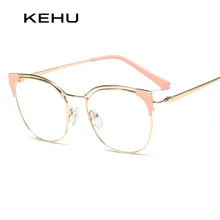 KEHU кошачий глаз Ретро женские очки оправа модная художественная Новая Металлическая оправа прозрачный объектив высокого качества женские очки KH199
