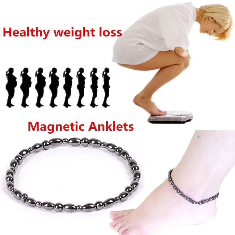 Винтажный черный браслет на ногу с магнитотерапией и бусинами, цепочка на ногу, браслет на лодыжку для здоровья и потери веса для женщин и мужчин, ювелирные изделия на лодыжку