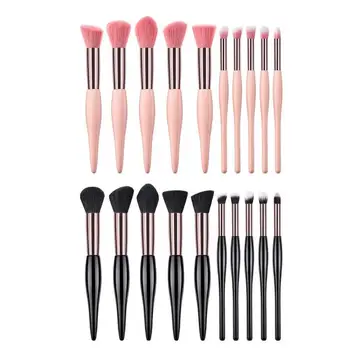 

10pcs/set 3D Handle Cosmetic Makeup Brushes Kits Soft Wool Powder Eyeshadow Brush Tools Pink Black Color Makeup Brushes Sets