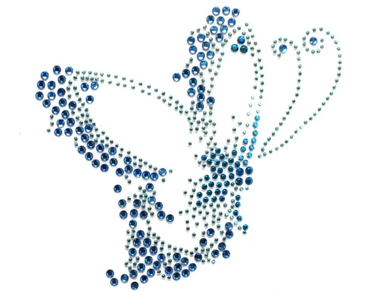 2 шт./лот чехол с изображением синей бабочки Горячая фиксация Стразы мотивы переводных дизайн стразы аппликация с кружевными вставками