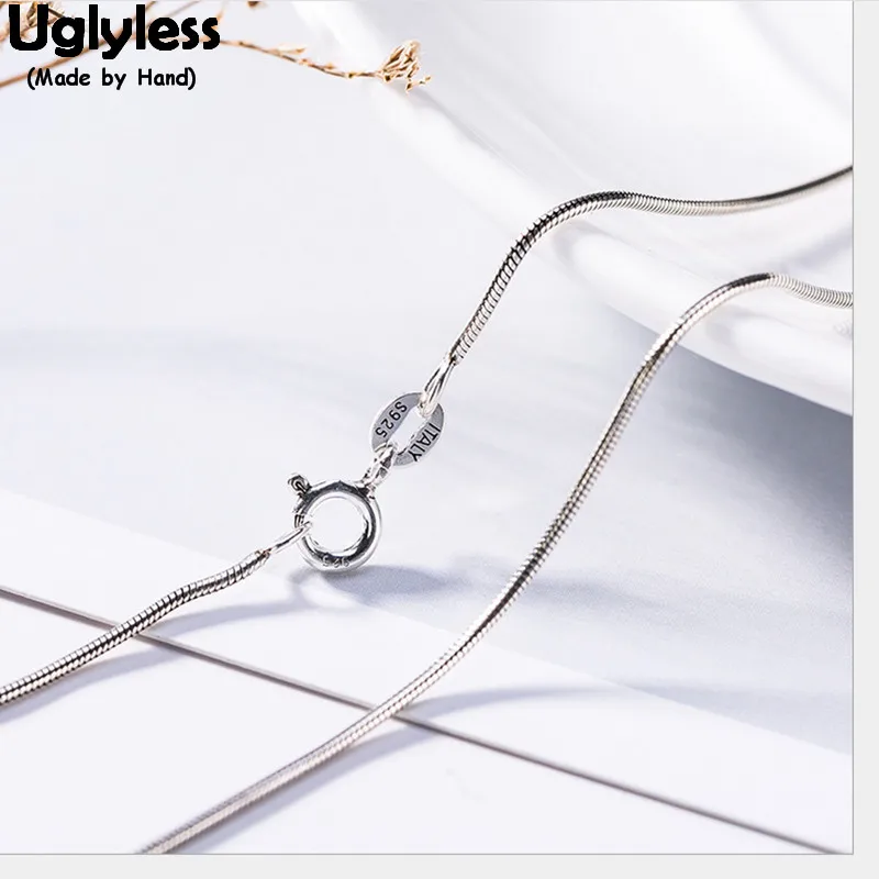 

Uglyless Real Solid 925 Sterling Silver Handmade Snake Chains Necklaces Unisex Fine Jewelry Accessory NO Pendants Choker Bijoux