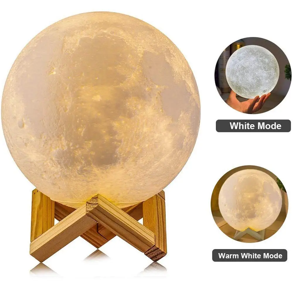  USB Rechargeable Nightlight 3D Print Moon Lamp Photo Custom Personality Color Change Lunar Touch/Re - 4000001697611
