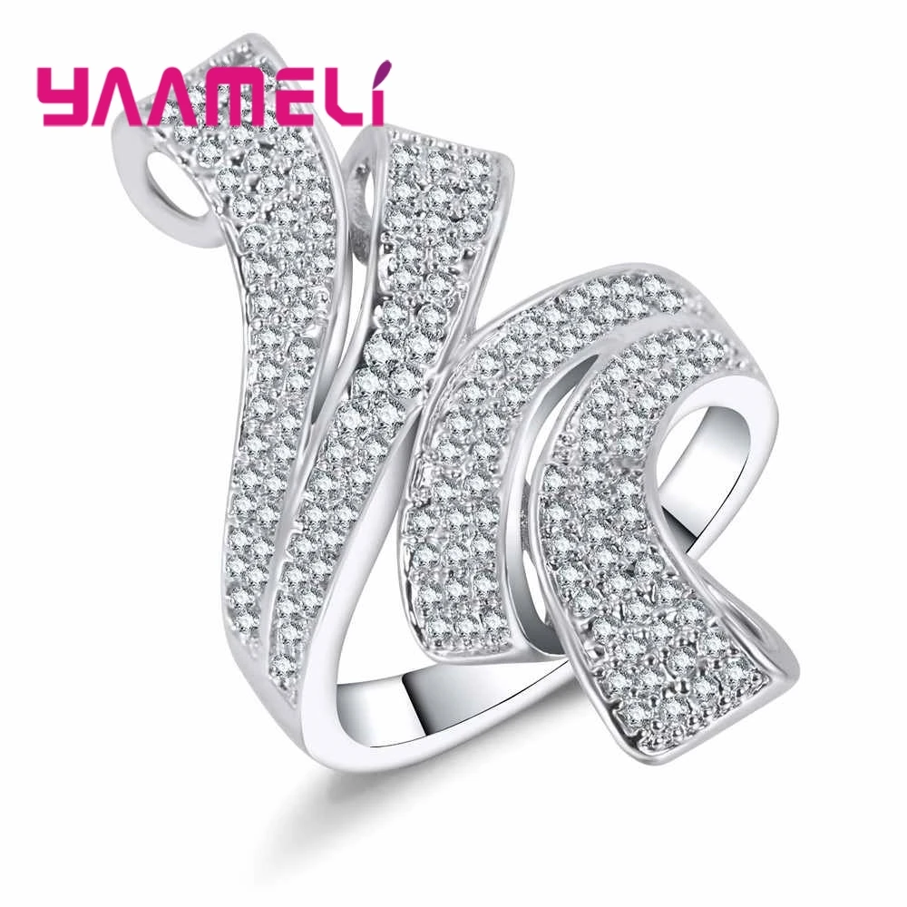 

Brand Special Design Fashion Style Rings For Women Girls White Crystal 925 Sterling Silver Wedding Holiday Gifts