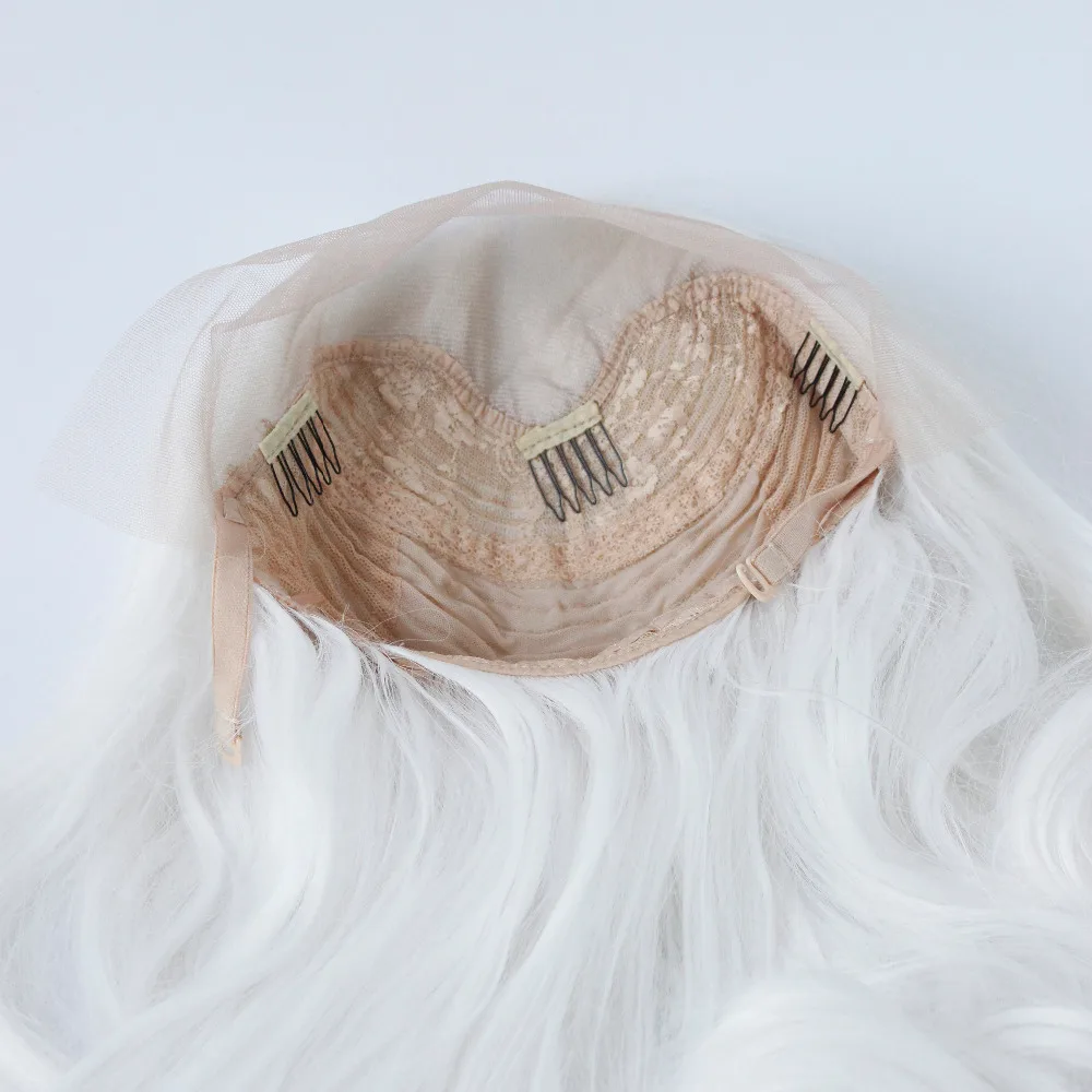 alt=''Snow White Synthetic Lace Front Wigs Heat Resistant Fiber Hair Long Body Wave Wig For Women Middle Part Cosplay Wig''-3