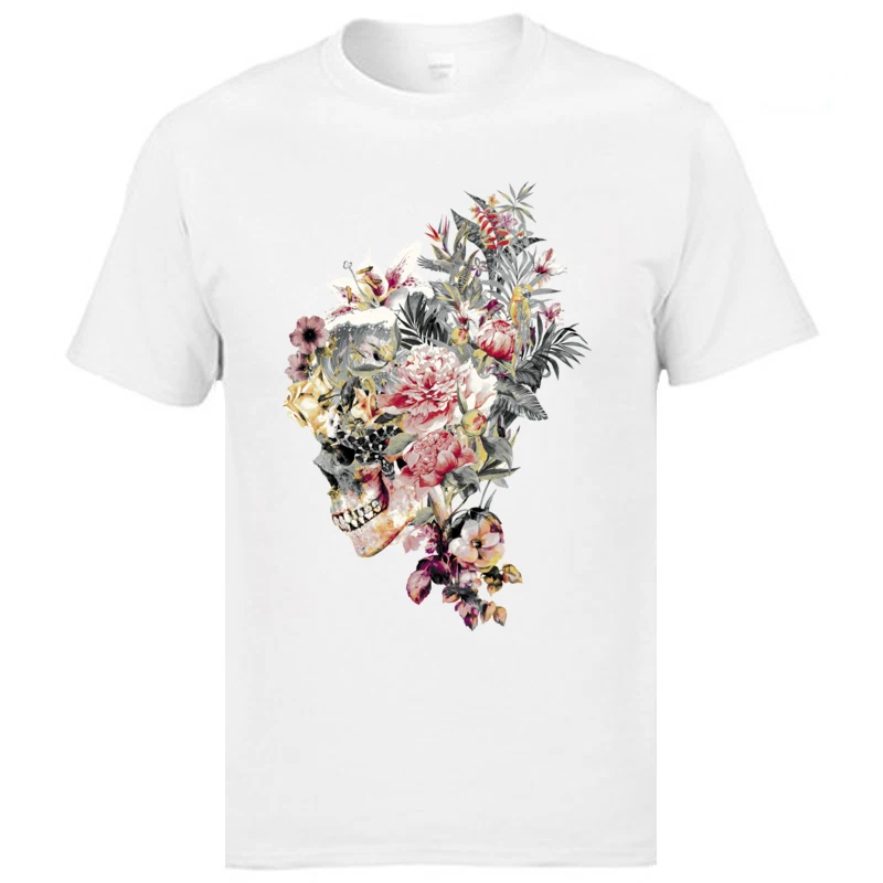 SKULL XII Casual T-shirts for Men 100% Cotton Summer Tops Shirts Casual T-shirts Short Sleeve Discount O Neck Wholesale SKULL XII white