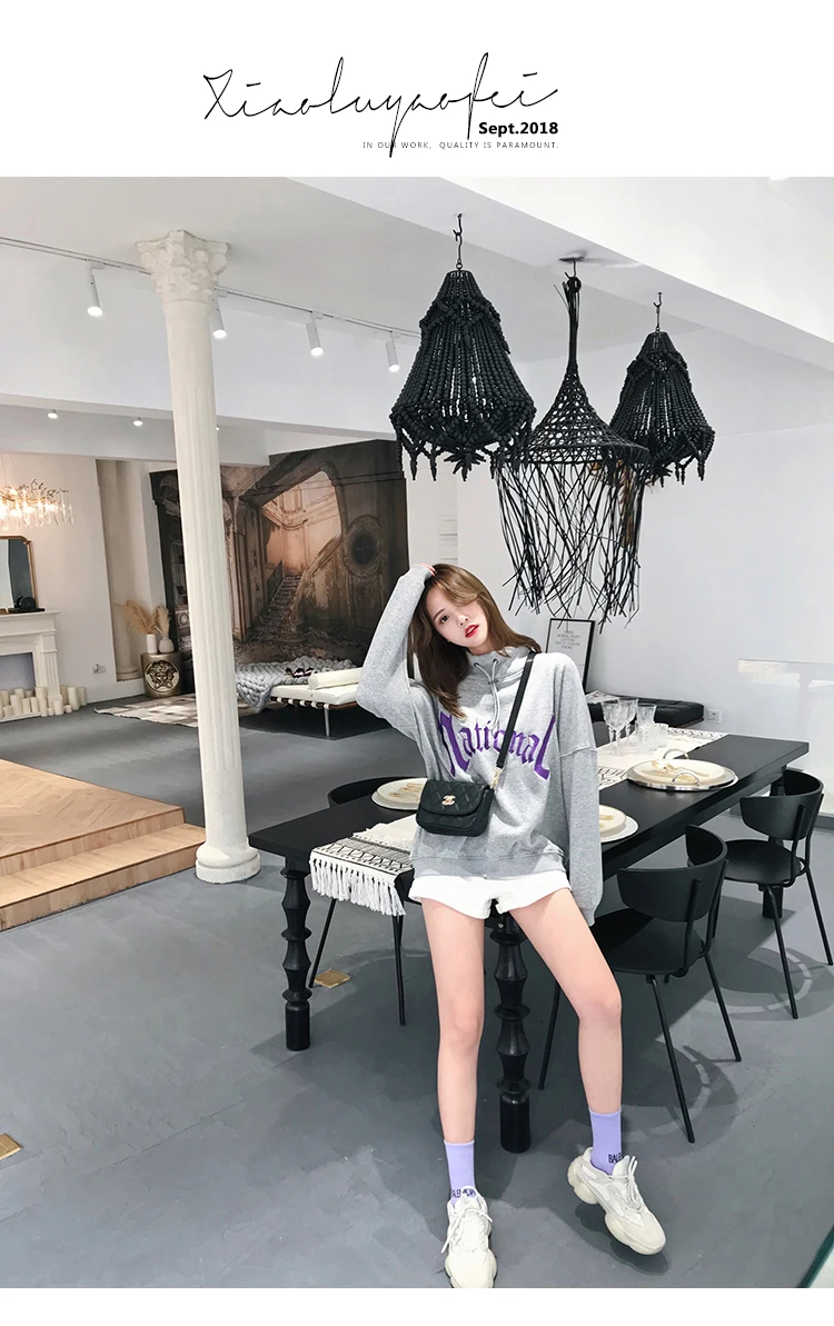 

High Neck Women Hoodies Sweatshirts 2018 Winter Pullover Thick Loose Female Student Letters Harajuku Retro BF Style Hot casaco