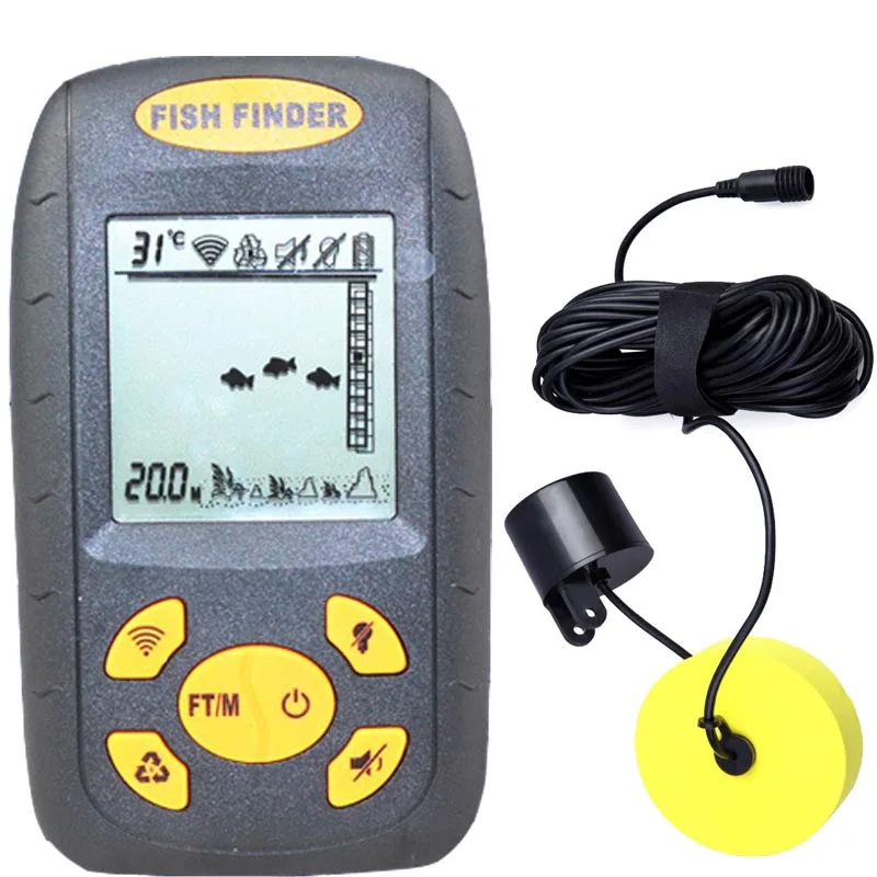 Top Portable Dot Matrix Depth Sonar Big LCD100M Fish Finder Alarm FishFinder Fishing Counter For