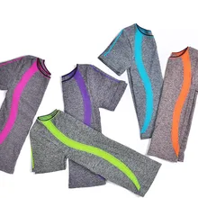 Sell Лоскутные со сплошным коротким рукавом быстросохнущие спандекс для тренировок женские топы эластичные джинсы футболки для девочек