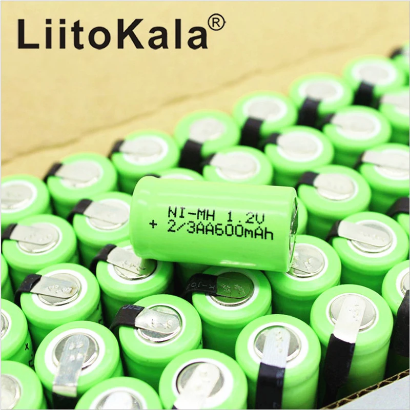 LiitoKala 2/3AA Ni-MH аккумулятор AA 1,2 V 600mAh аккумуляторная батарея с контактами