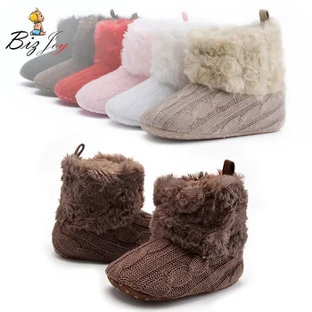 

Winter Warm First Walkers Baby Plus Cashmere Snow Boots Infant Crochet Knit Wool Shoes Boys Girls Soft Soled Boots Play Mats