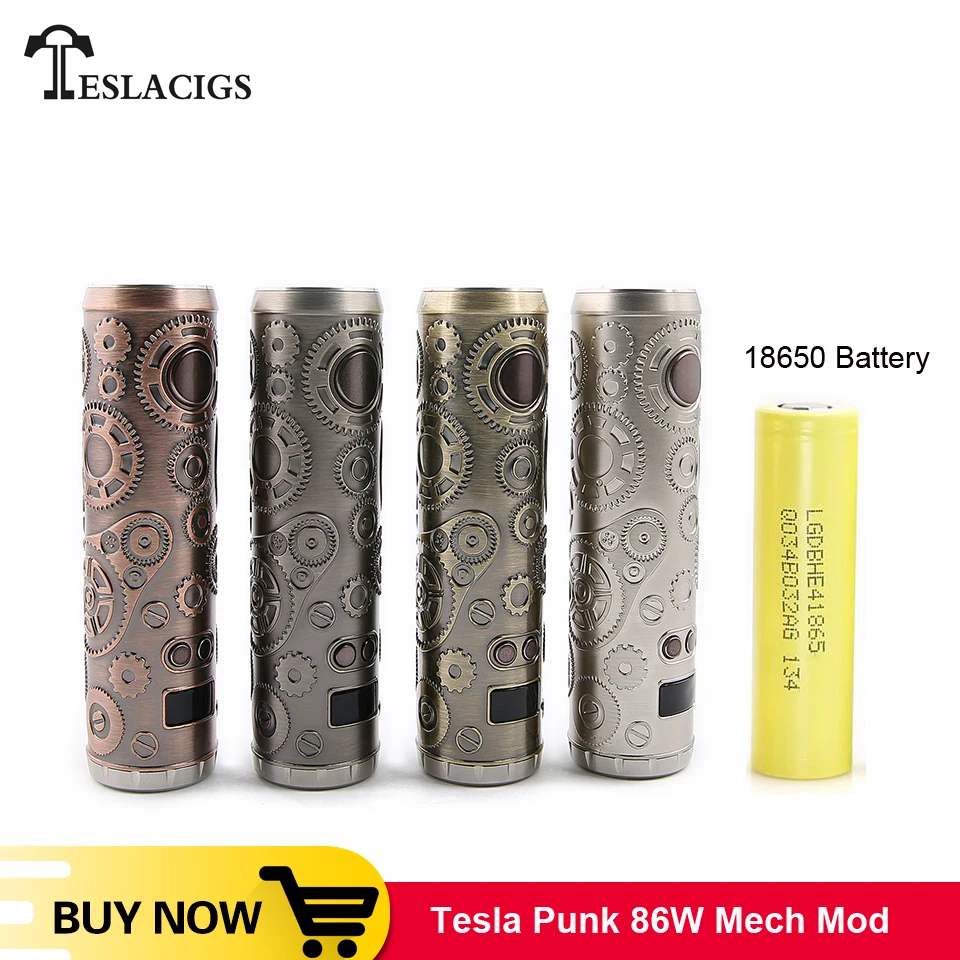 Оригинальный Tesla Punk 86 Вт Mech Mod Teslacigs мод для испарителя работает на 18650 батарея в стиле панк механическая электронная сигарета vs панк 220 Вт