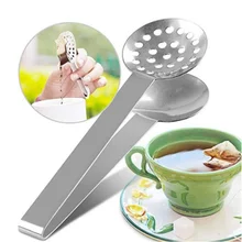 Соковыжималка для чайных пакетиков, щипцы из нержавеющей стали, держатель для чайных пакетиков с длинной ручкой, зажимы для ложек, мини-сахарные серебряные ситечки для заварки чая, фильтры K