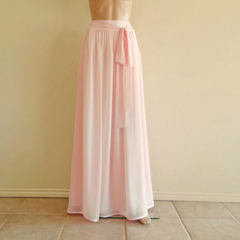 Blush Pink Bridesmaid Skirt. Blush Pink Maxi Skirt. Long Evening Skirt. Chiffon Floor Length Skirt