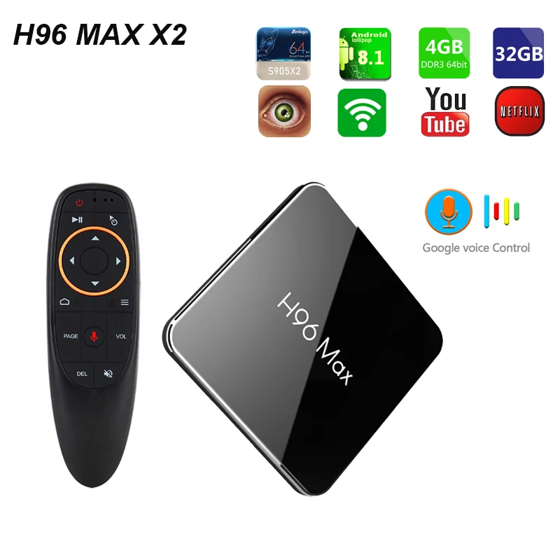 Newest H96 MAX X2 Amlogic S905X2 Quad Core Android 8.1 Smart TV BOX 4GB RAM 32&64GB ROM LPDDR4 4K HD H.265 Media Player Newest H96 MAX X2 Amlogic S905X2 Quad Core Android 8.1 Smart TV BOX 4GB RAM 32&64GB ROM LPDDR4 4K HD H.265 Media Player