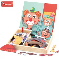 Дорожный деревянный ящик Монтессори Магнитные пазлы Игрушки для детей ранняя развивающая игрушка для мальчиков деревянная коробка