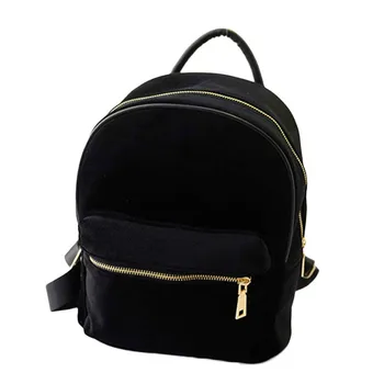 

2018 New Fashion Design Backpacks Women Gold Velvet Small Rucksack Backpack Student School Book Shoulder Bag Travel Bags