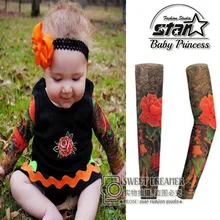 2016 New High Quality 92% Nylon+8% Spandex Baby Fake Tattoo Sleeves Warmers Gloves MittensCute Cool Oversleeve
