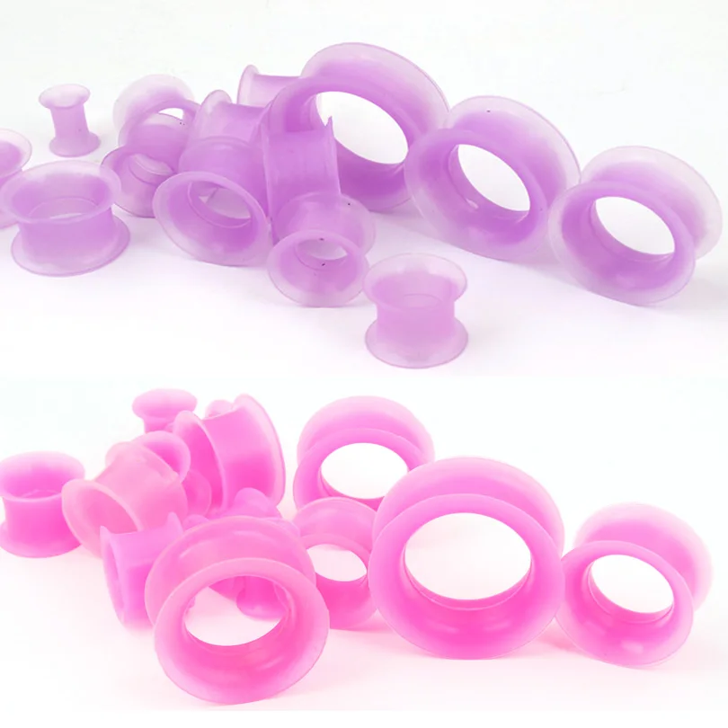 24pcs Mix Size Silicone Hollow Ear Flesh Tunnel And Plug Stretching