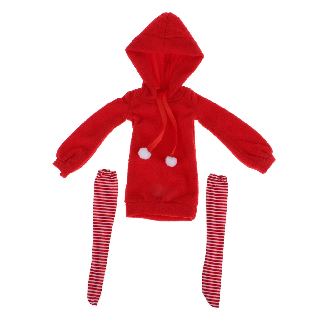 Fashion Hoodie Sweatshirt Dress with Stockings Suit for 1/3 BJD 60cm Dolls Accessories