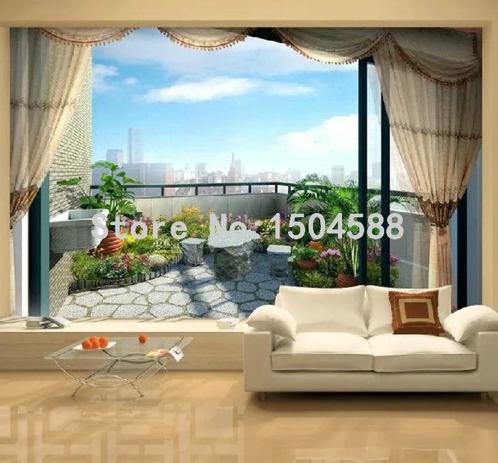 Пользовательские моды за окном вид на море 3D Настенные обои личность пространство расширения гостиной домашний декор настенная живопись